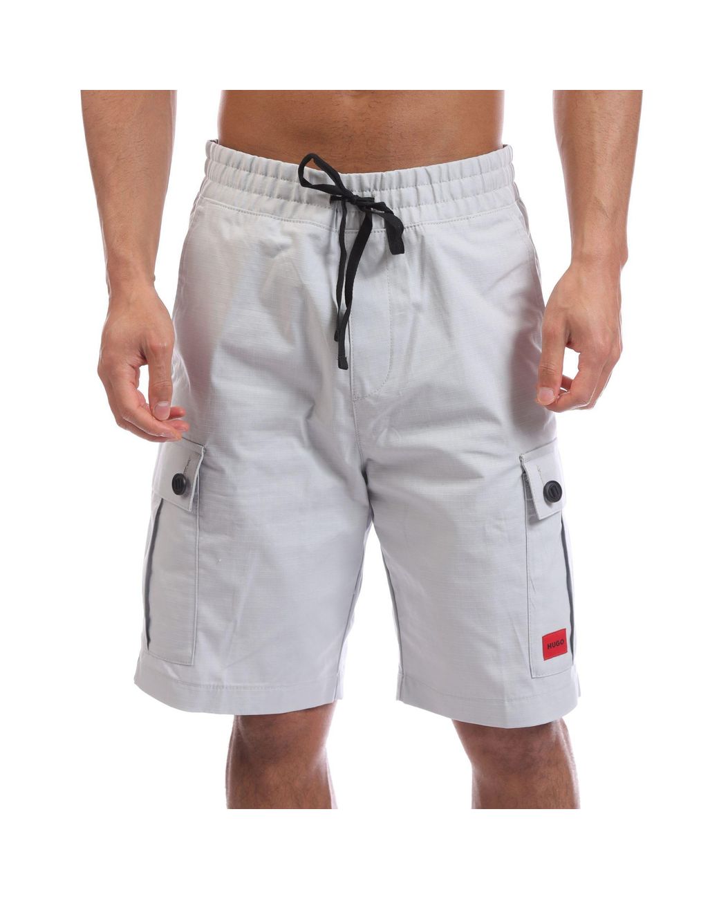 HUGO Gray Garlio242 Logo Label Shorts for men