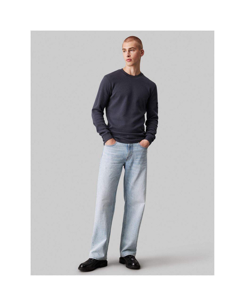 Calvin Klein Blue Waffle Long Sleeve Top for men