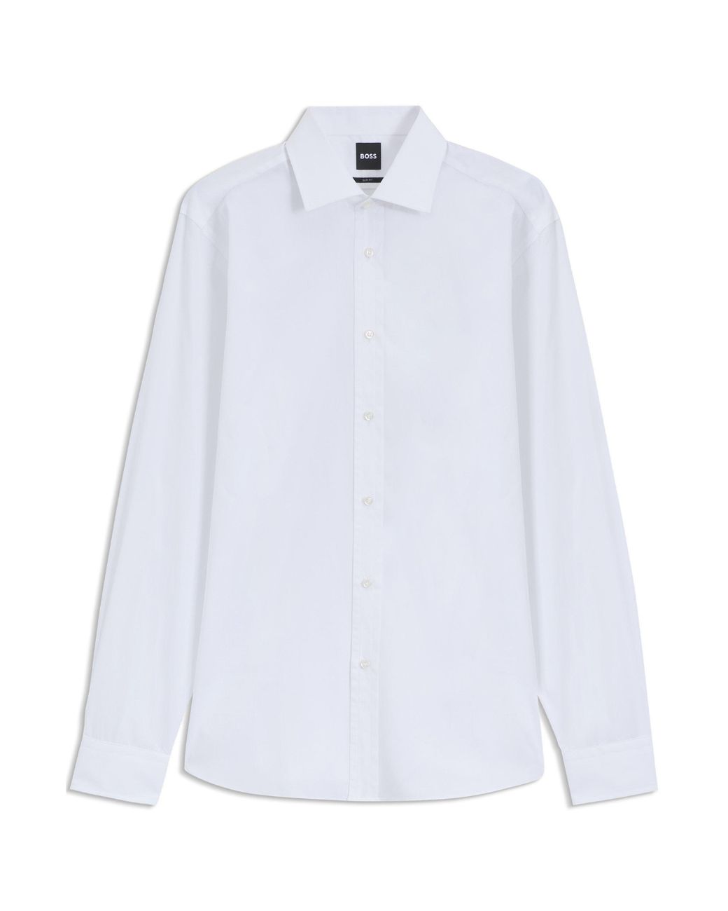 Boss White Cotton Long Sleeve Slim Fit Shirt for men