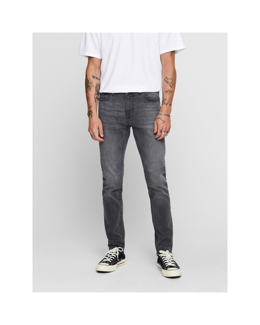 Only & Sons Gray Skinny Jeans for men
