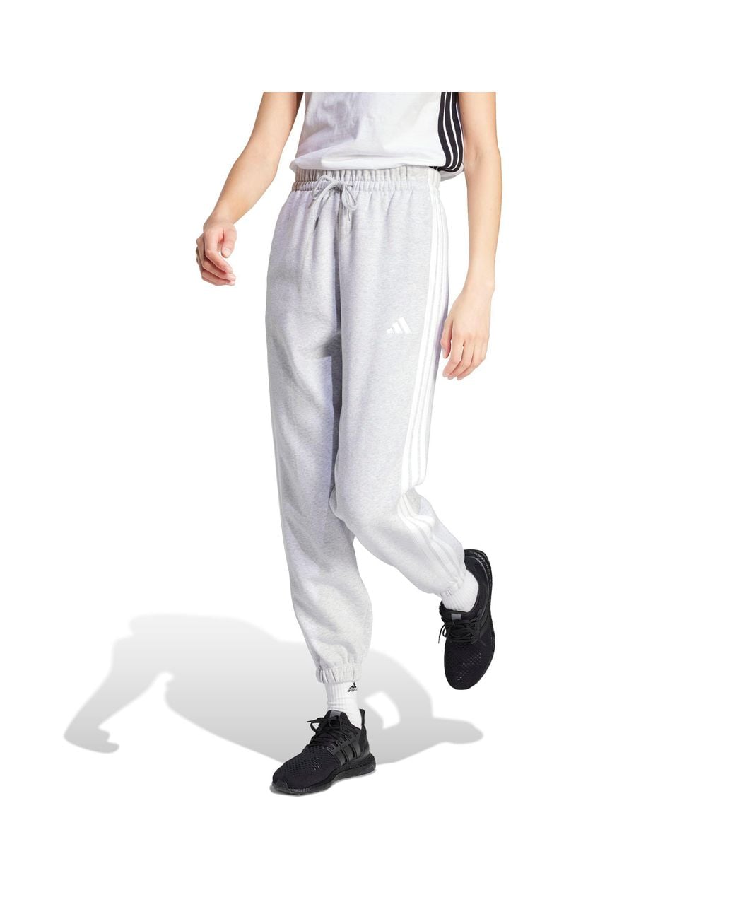 Adidas Gray Essentials 3-Stripes Pants Slim