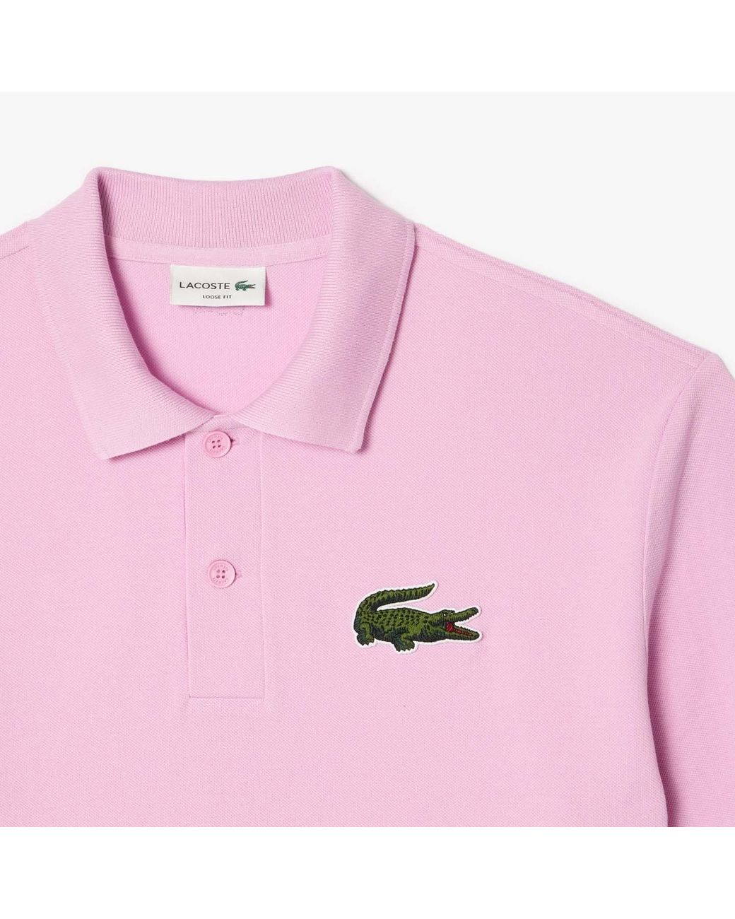 Lacoste Pink Loose-Fit Piqué Polo Shirt for men