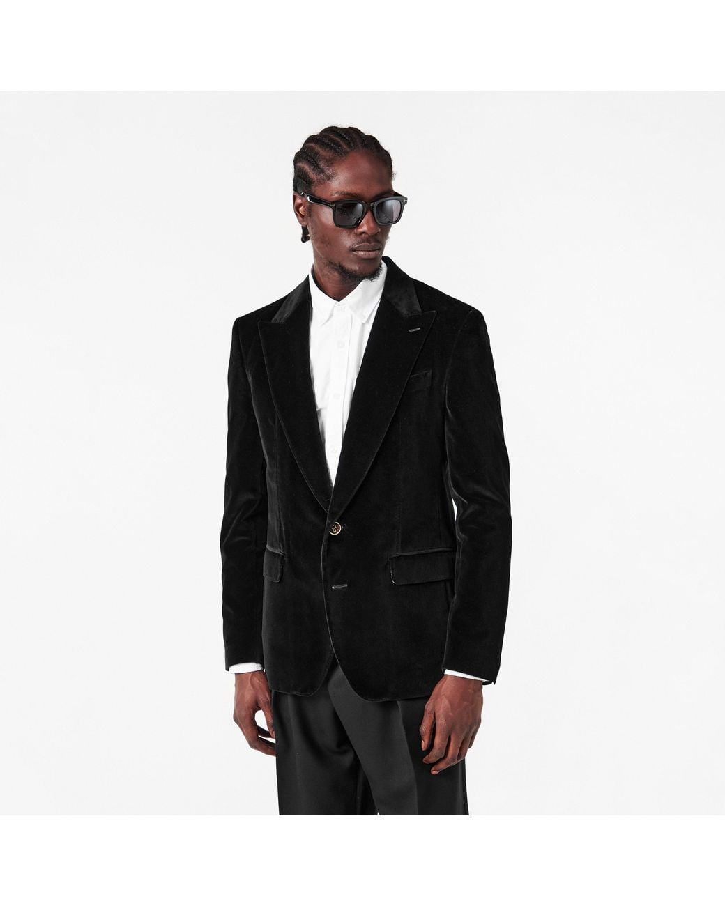 Dolce & Gabbana Black Velvet Tailored Blazer for men