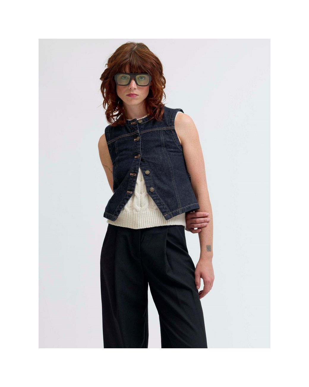 JJXX Blue Denim Sleeveless Shirt
