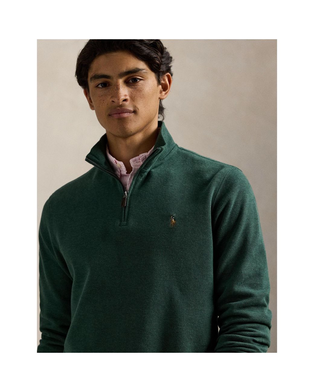 Polo Ralph Lauren Green Estate Fleece Quarter Zip Sweater for men