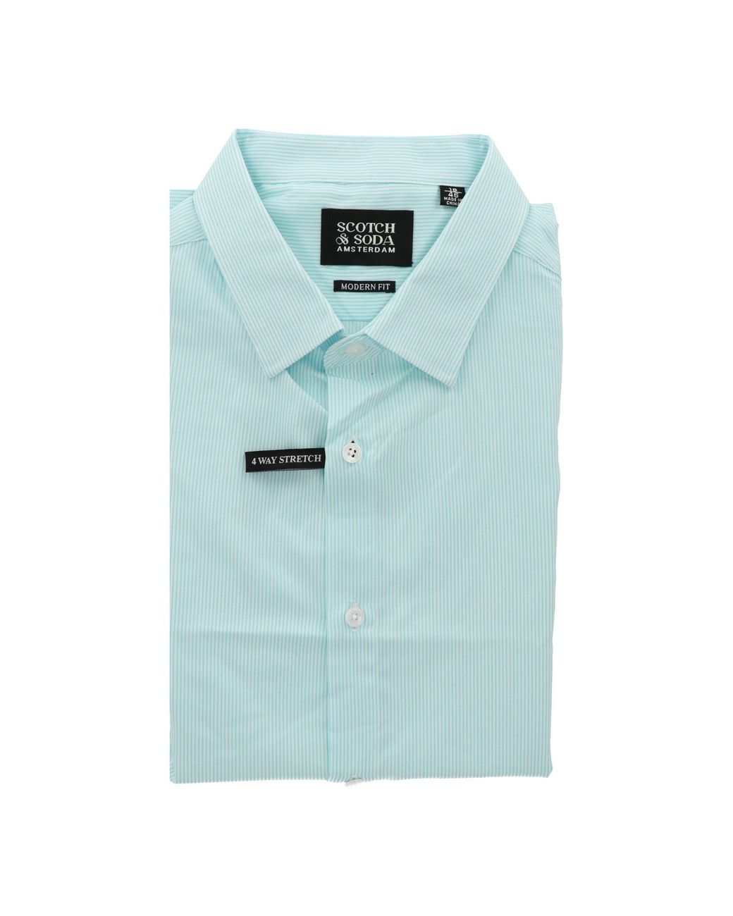 Scotch & Soda Blue And Pattern Long Sleeve Shirt Collar for men