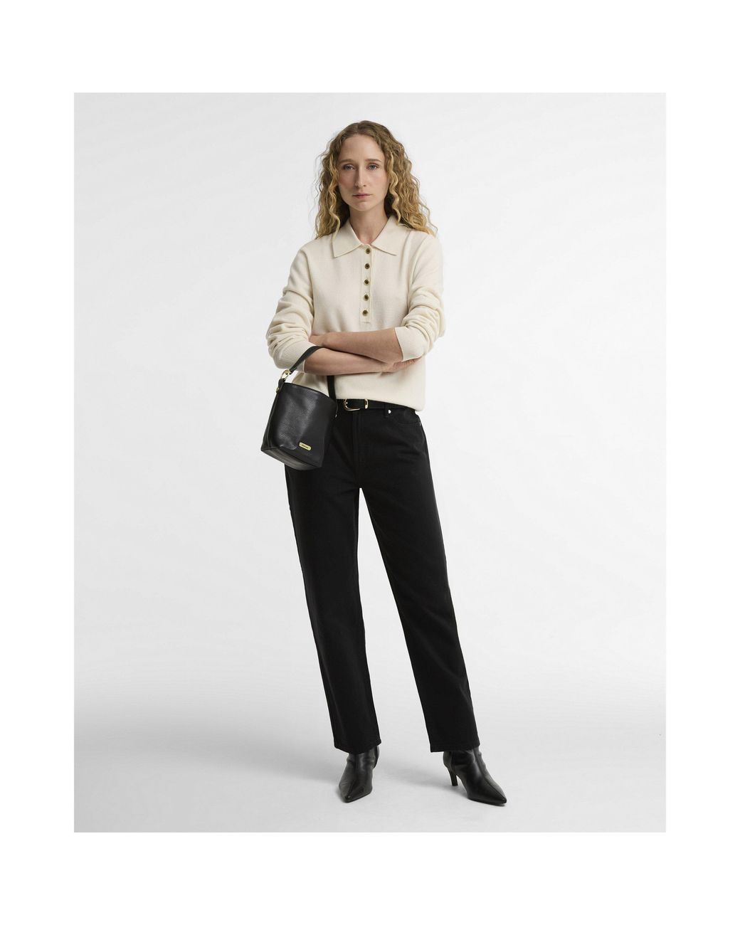 Barbour White Wynn Merino Wool Long-Sleeve Polo Shirt