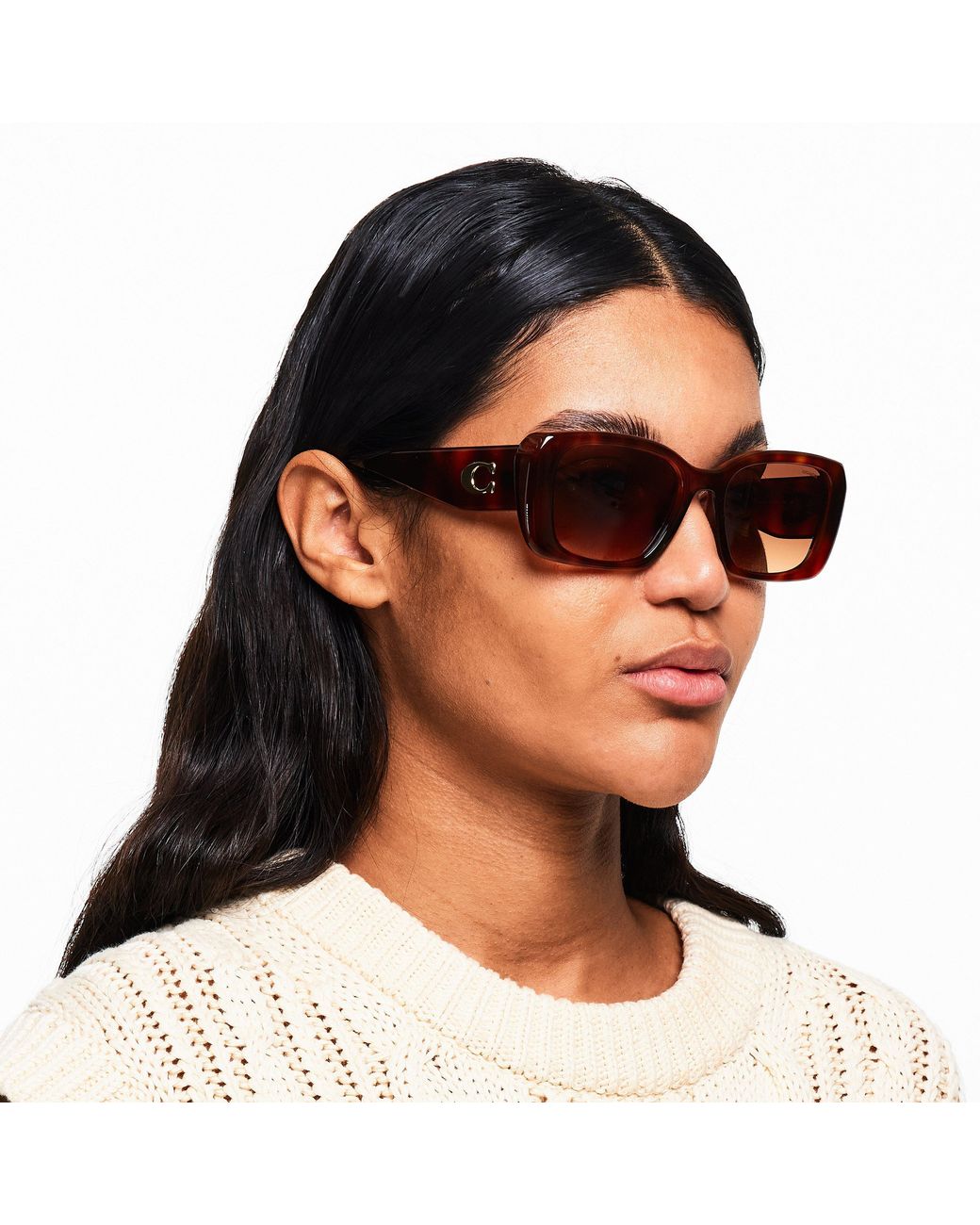 COACH Red Rectangle Sunglasses