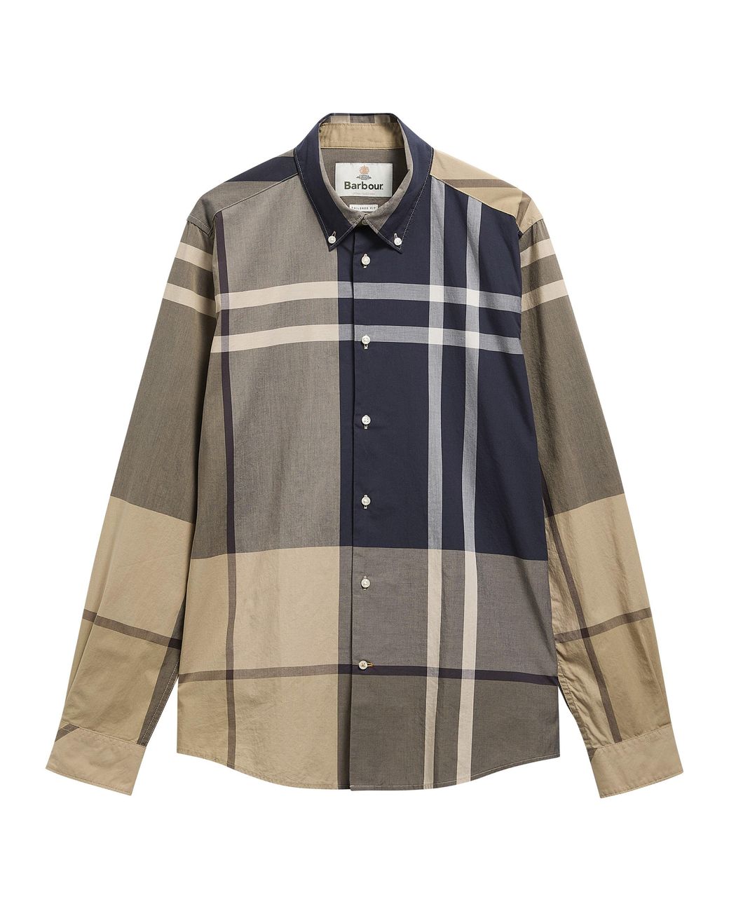 Barbour Gray Dunoon Cotton Tartan Long-Sleeve Tailored-Fit Patterned Shirt for men