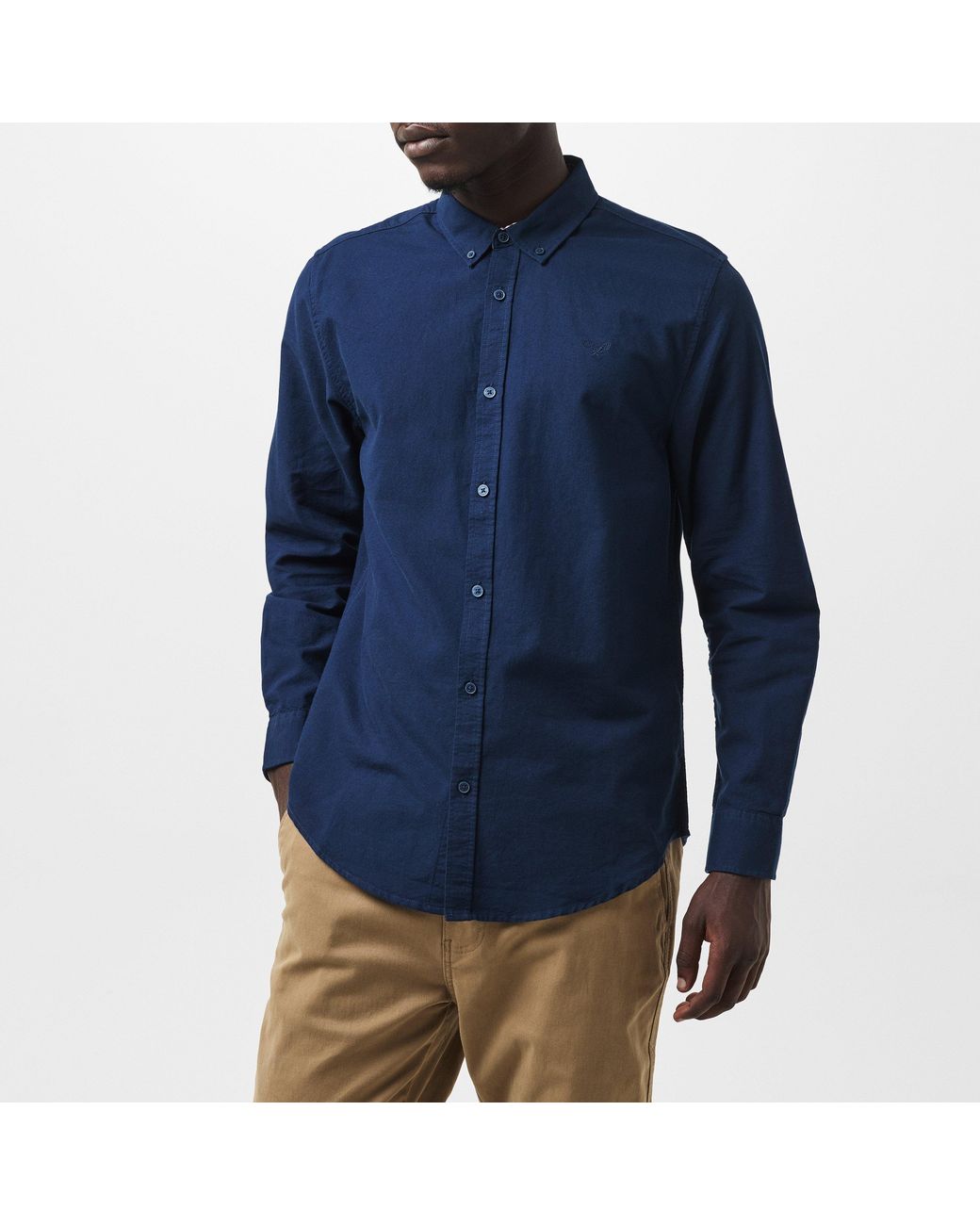 Threadbare Blue Beaconsfield Long-Sleeve Oxford Shirt for men