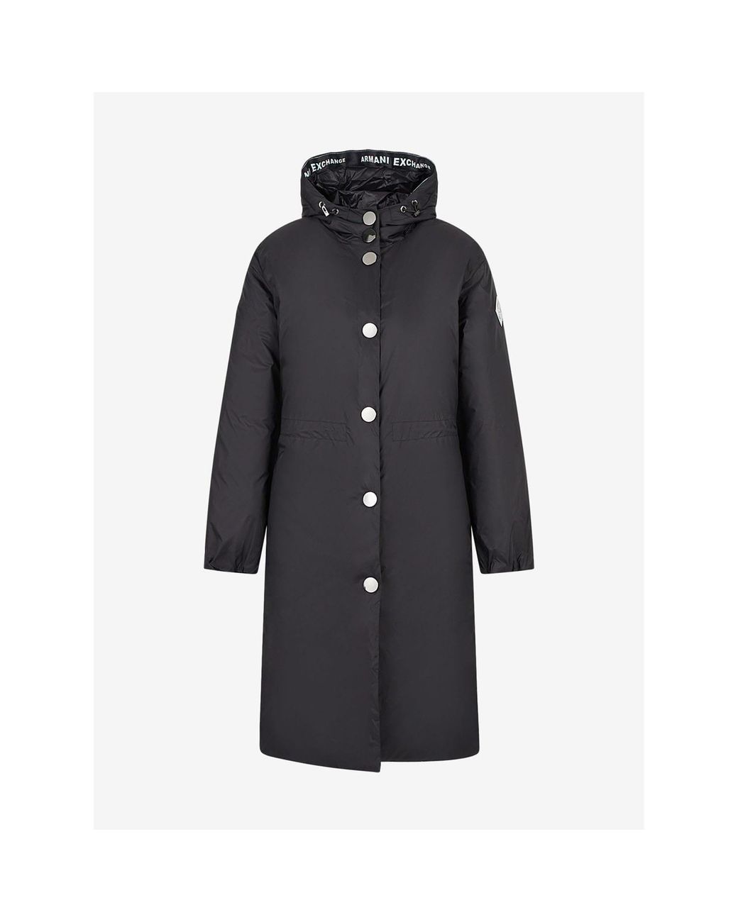 ARMANI EXCHANGE Black Hooded Overcoat