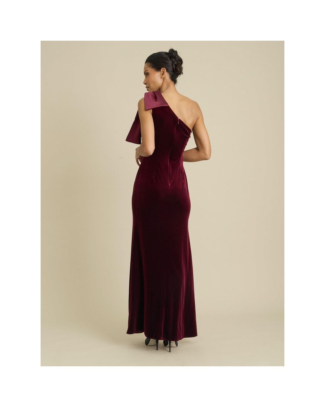 Gina Bacconi Red Angela One Shoulder Maxi Dress