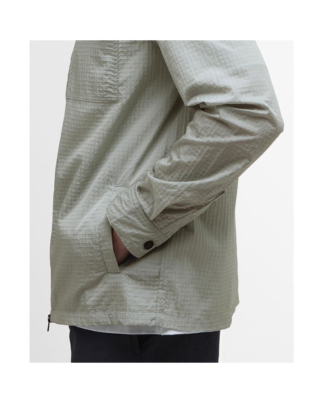 Barbour Gray Rosso Ripstop Long Sleeve Zip Overshirt for men