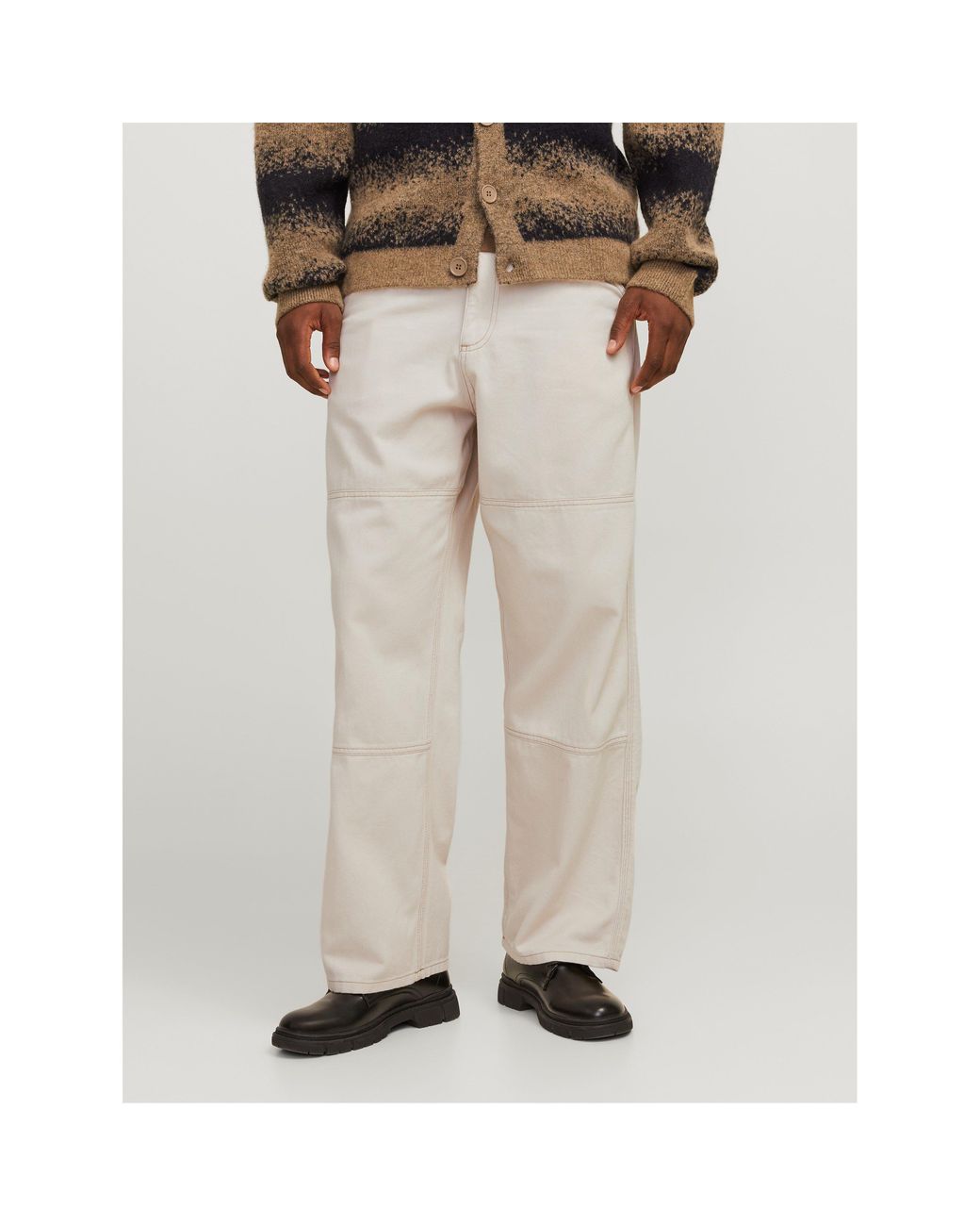 Jack & Jones Natural Owen Wide Leg Trouser for men