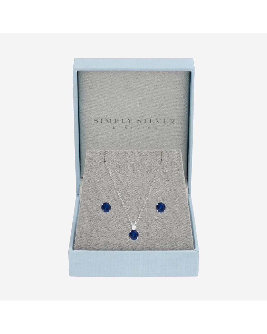 Simply Silver Gray 925 Sterling Plated Sapphire Solitaire Set