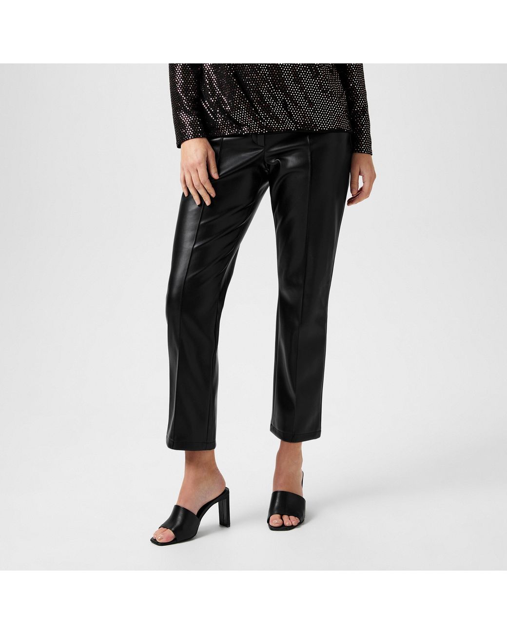 Biba Black Pu Straight Leg Trouser