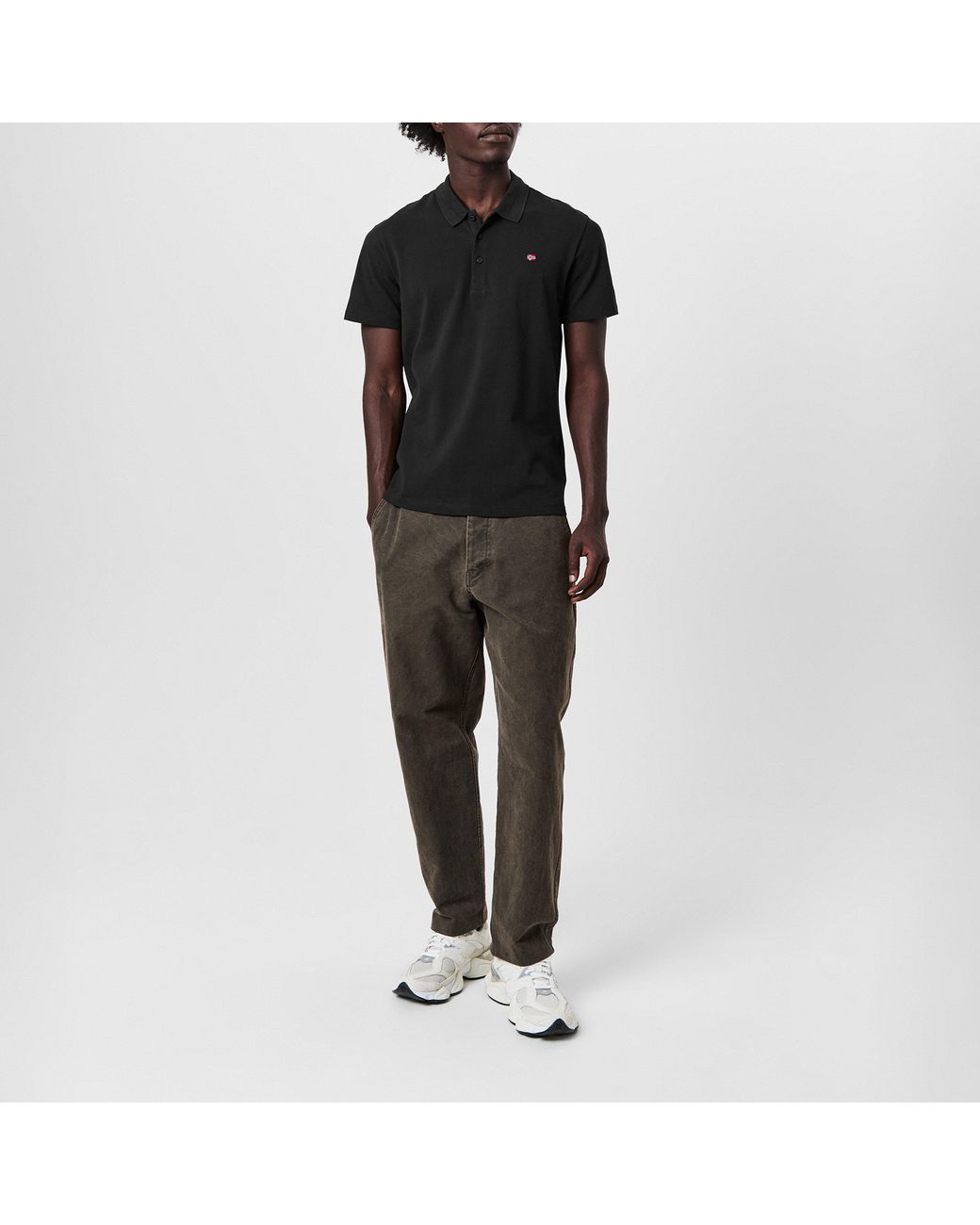 Napapijri Black Ealis Pique Polo Shirt for men
