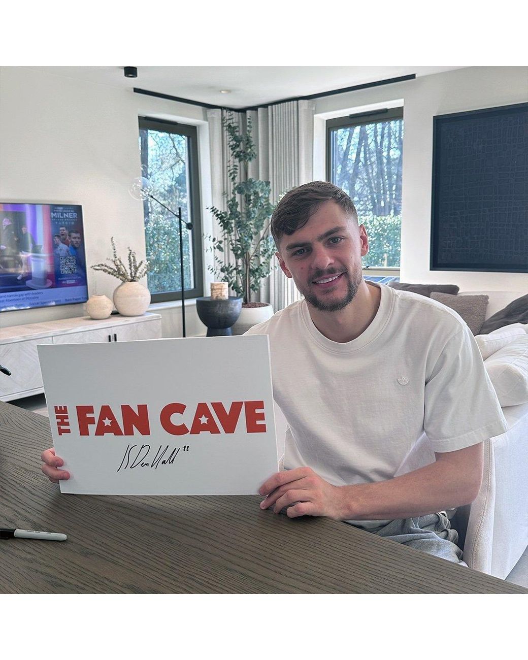 The Fan Cave Blue Kiernan Dewsbury-Hall Signed Everton Shirt Premium