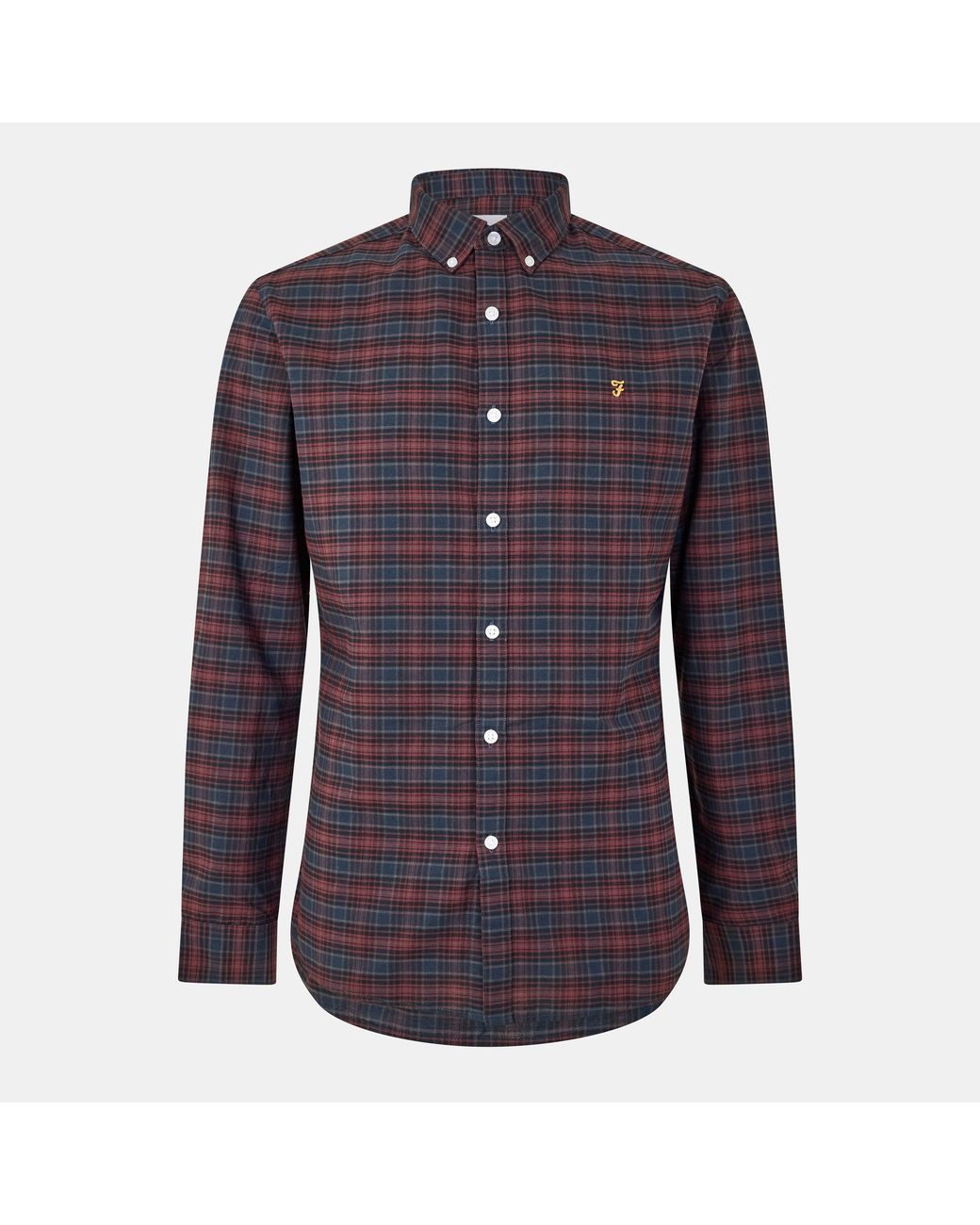 Farah Blue Carway Long-Sleeve Patterned Shirt for men