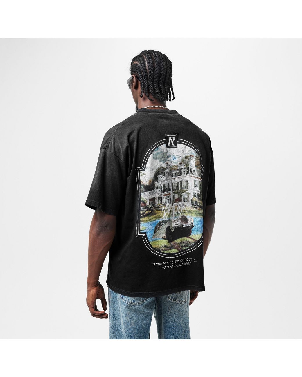 Represent Black Revere Manor Cotton Hemp Short Sleeve Oversized T-Shirt for men