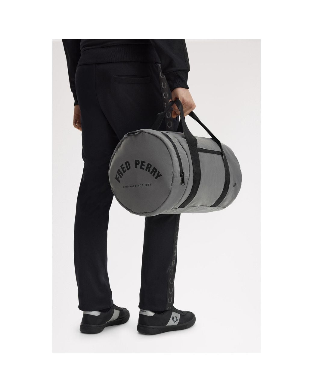 Fred Perry Black Classic Barrel Bag for men