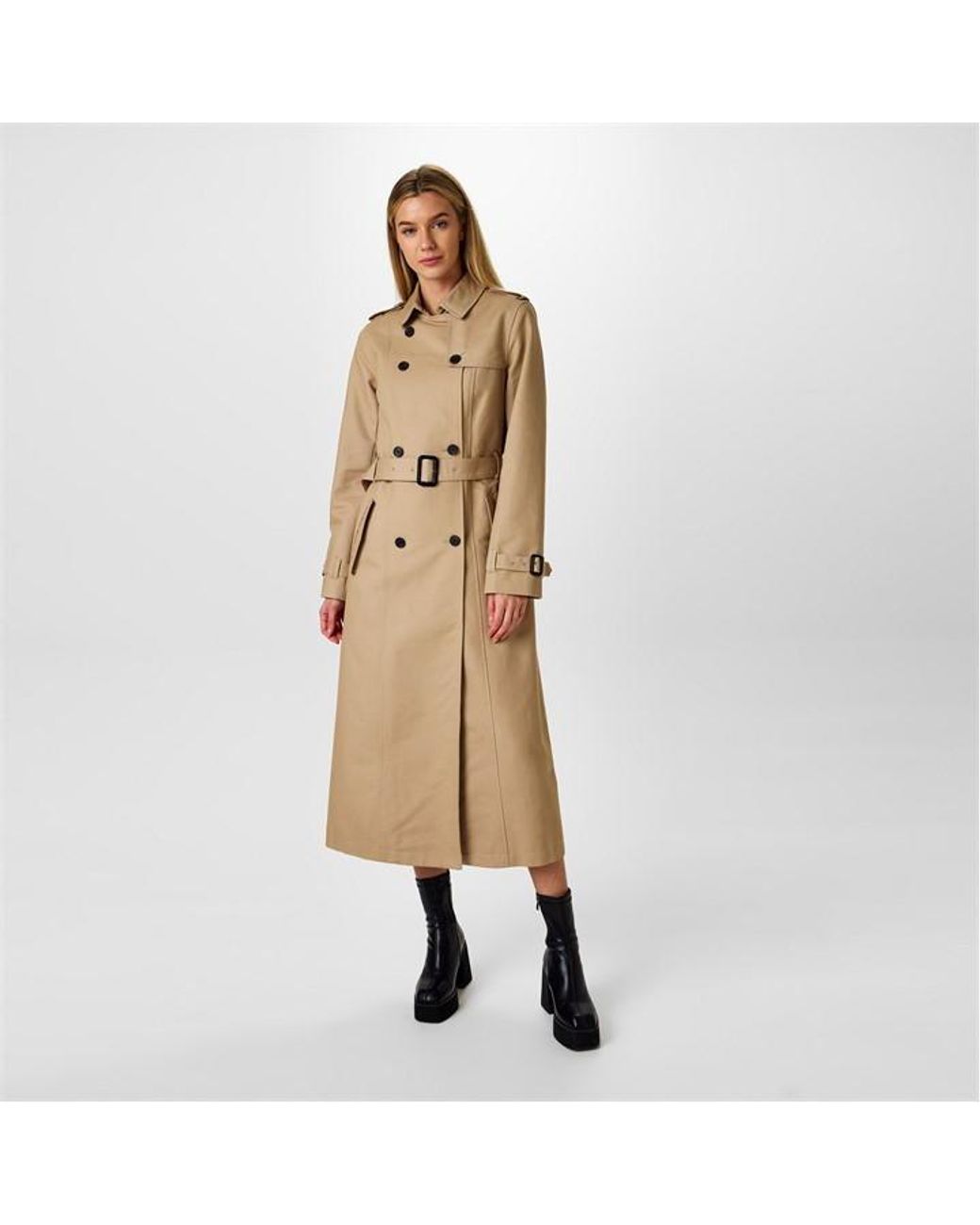 Jack Wills Long Meryl Trench Ld51 in Natural Lyst UK