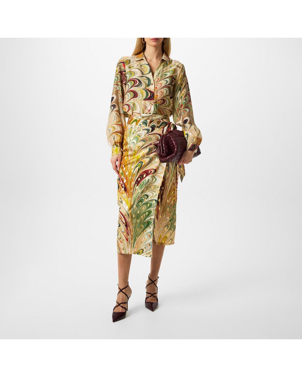 Never Fully Dressed Gray Marble Miley Long-Sleeve Patterned Shirt