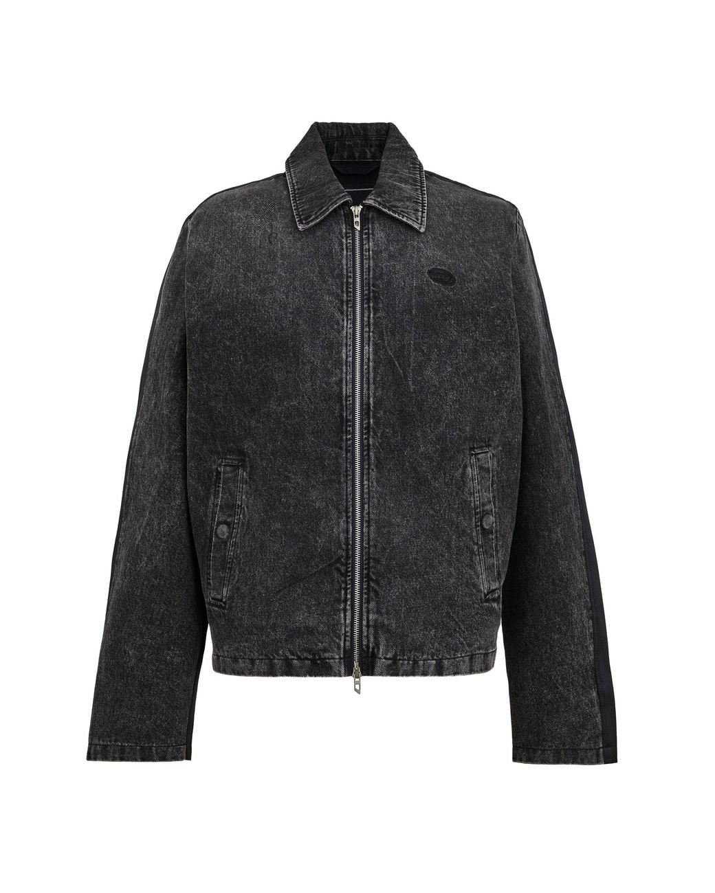 DIESEL Black Stone Wash Bomber Jacket With Woven Cuff for men