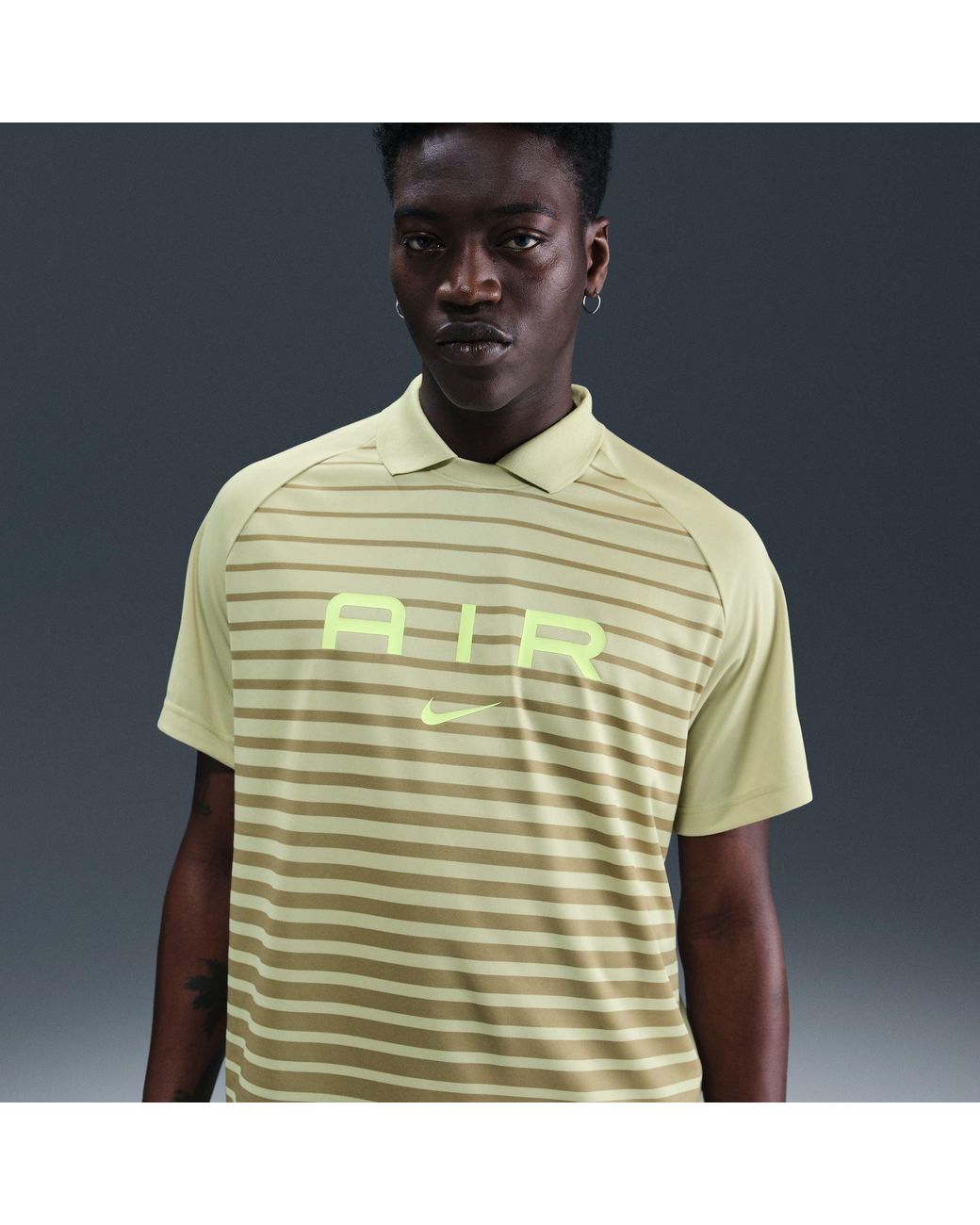 Nike Green Air Striped Short-Sleeve Regular Fit T-Shirt for men
