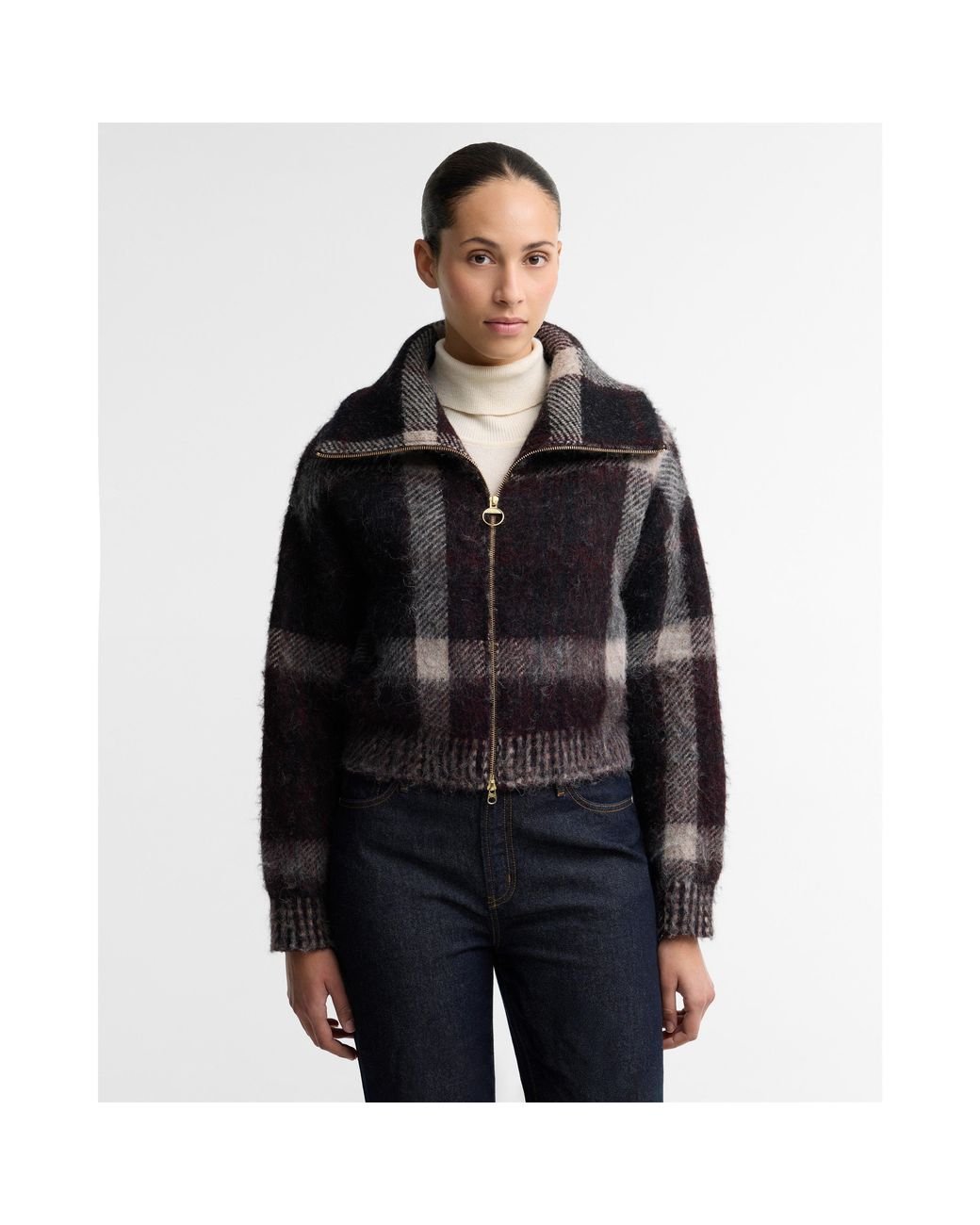 Barbour Black Carville Re-Engineered Funnel Neck Cardigan