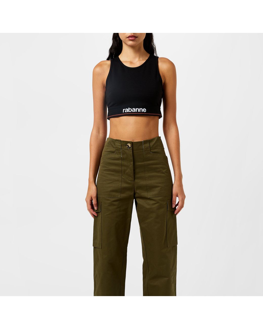 Rabanne Green Paco Logo Crop Vest Ld42