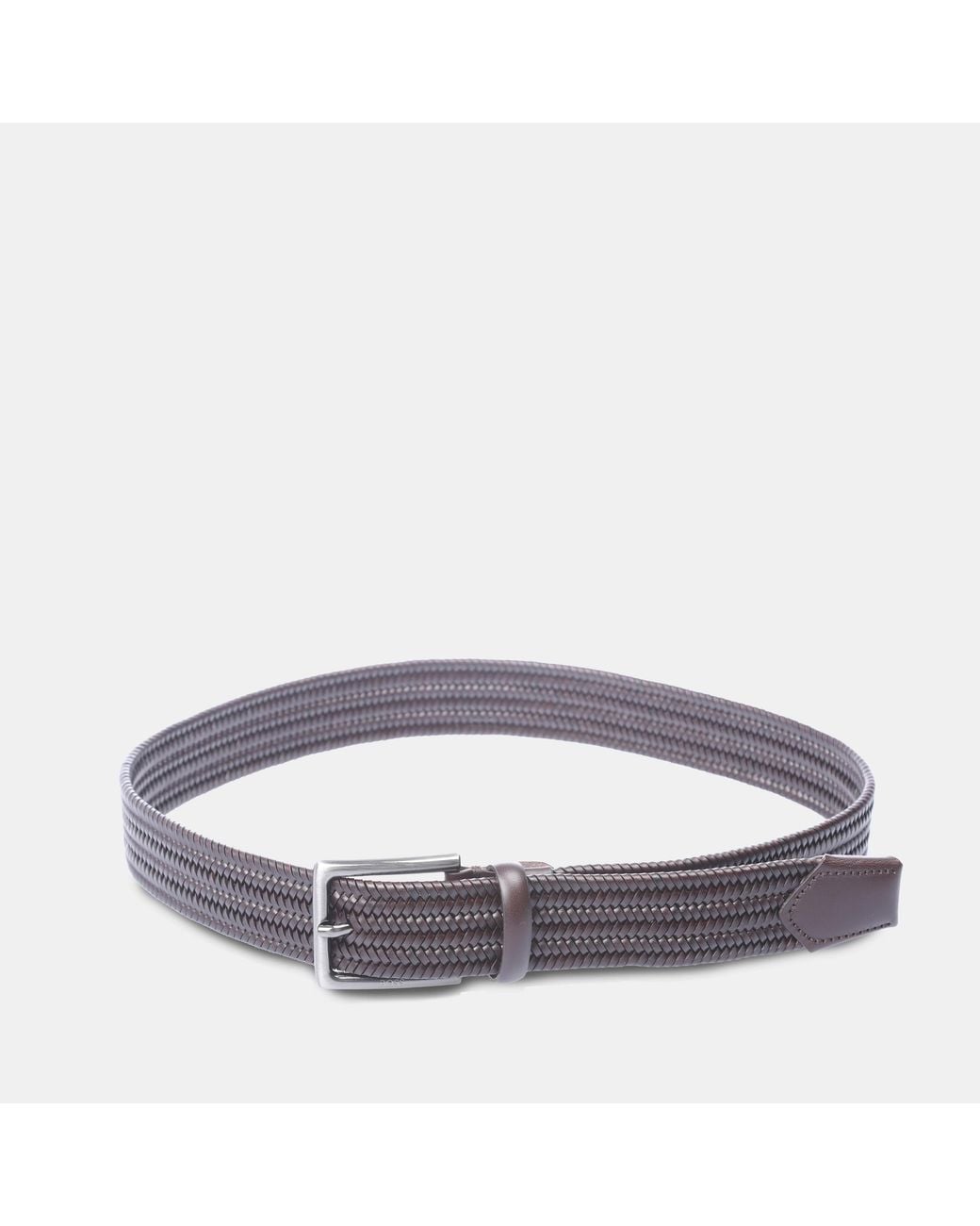 Boss Brown Semyo Woven Leather Belt for men