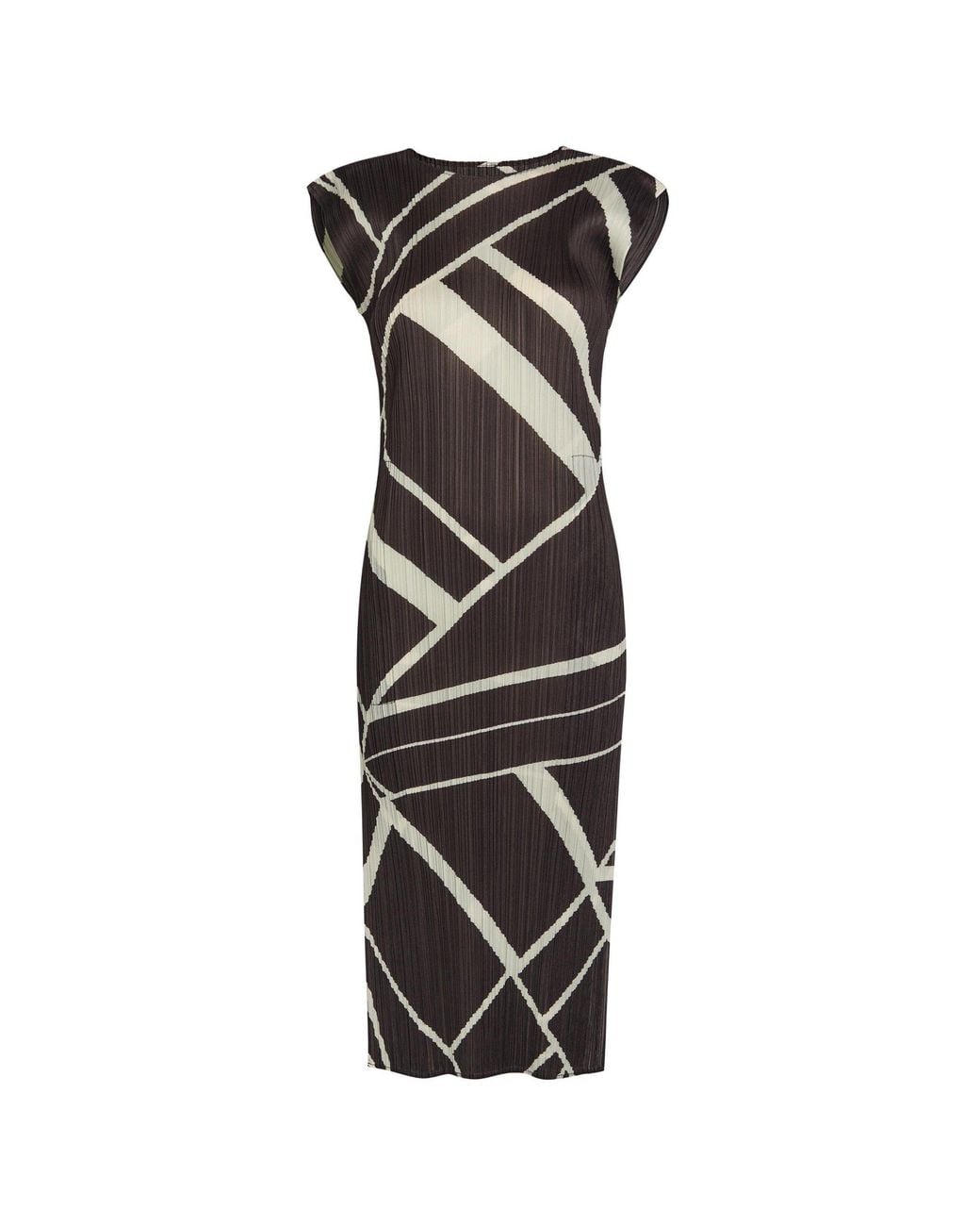 Issey Miyake Black Pleats Please Cap-Sleeve Shift Dress