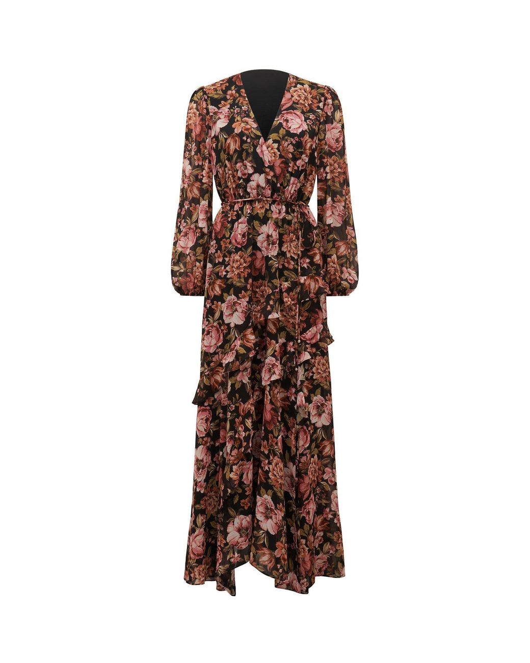 Forever New Brown Maria Ruffle Maxi Dress