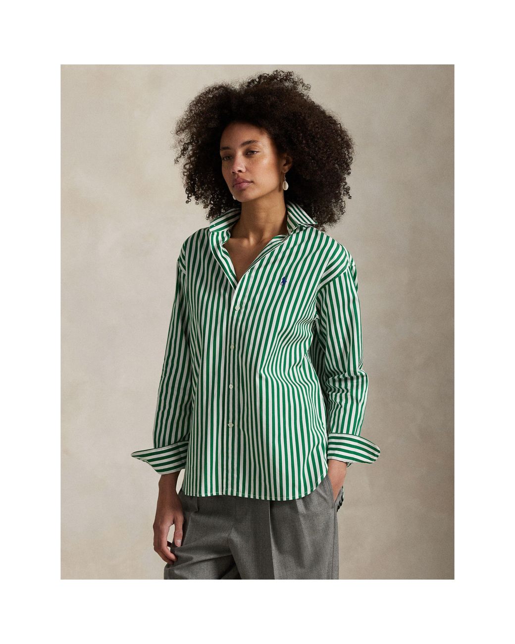 Polo Ralph Lauren Green Stripe Long Sleeve Patterned Shirt