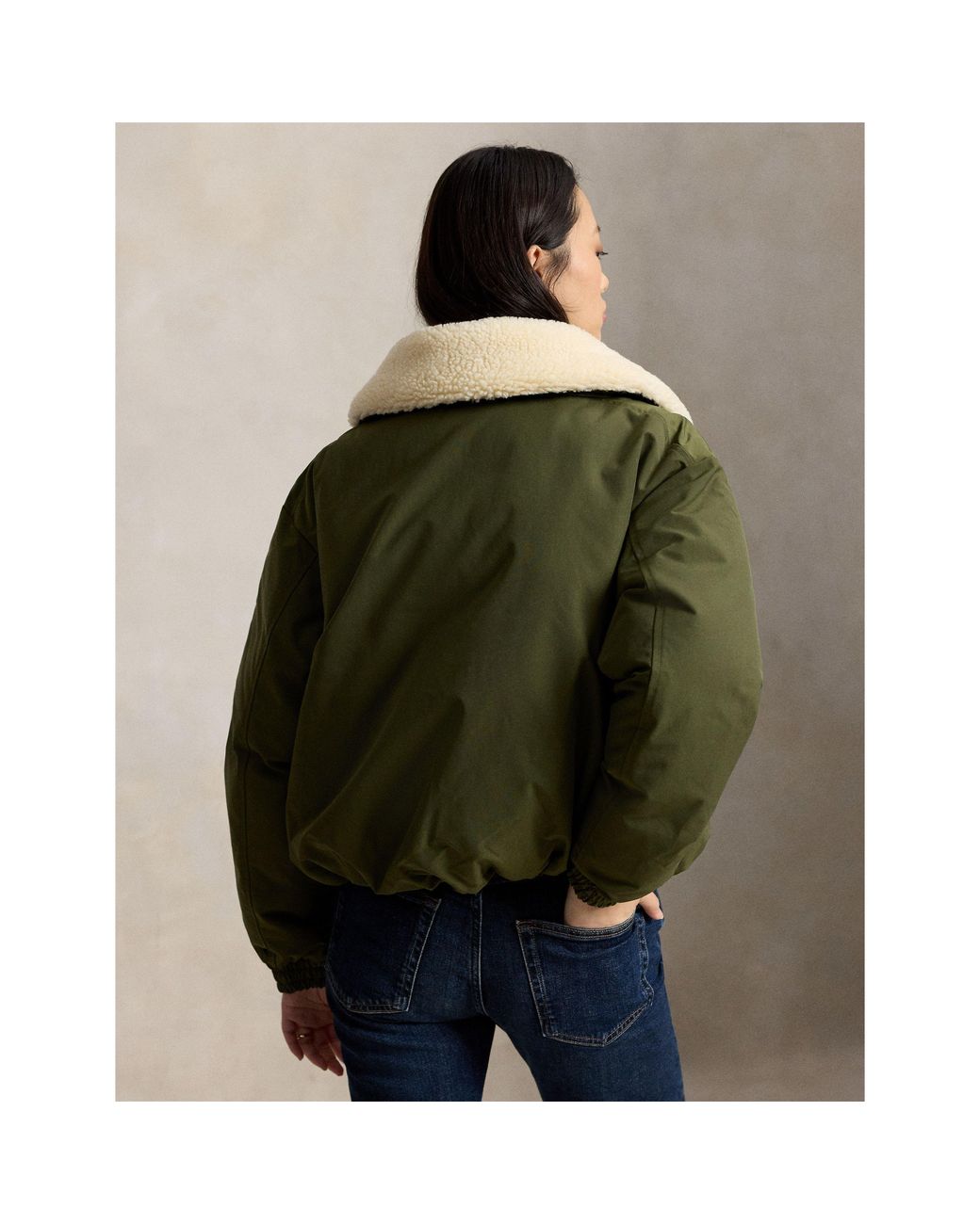 Polo Ralph Lauren Green Bomber Duck Down Full-Zip Short Puffer Jacket