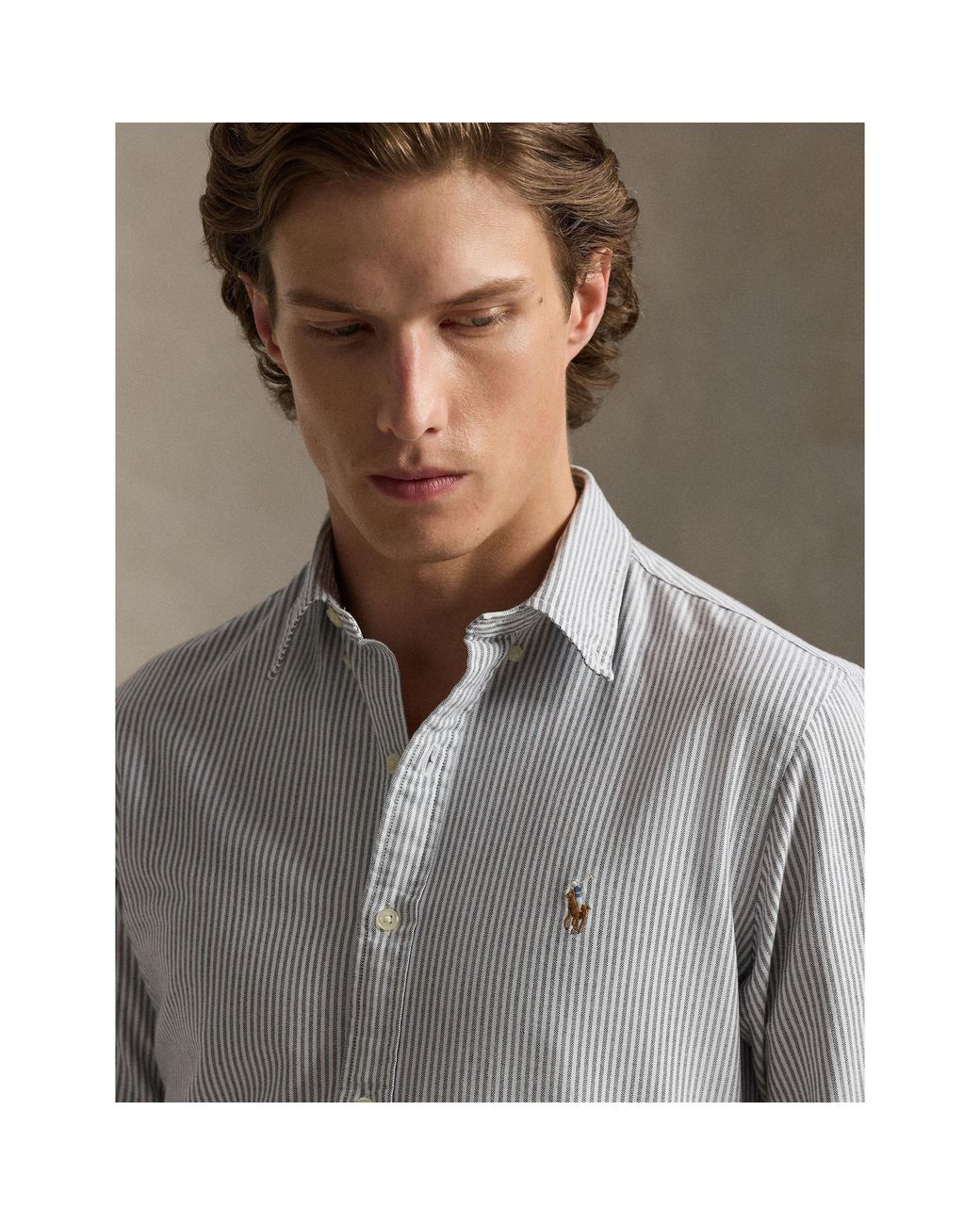 Polo Ralph Lauren Blue Slim Fit Striped Oxford Shirt for men