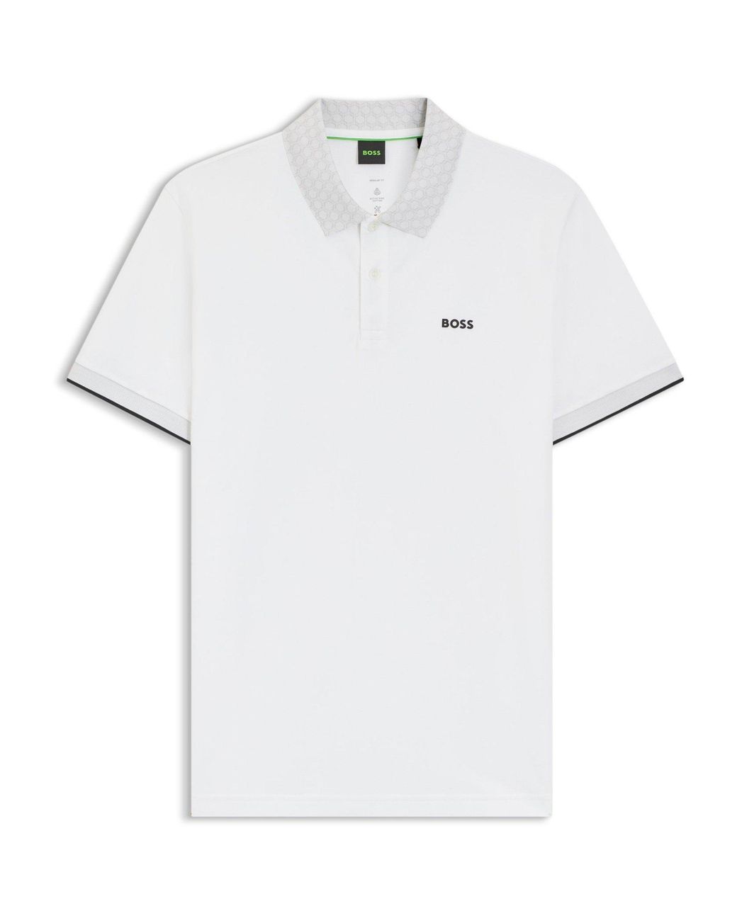 Boss White Chip Paddy Cotton Short-Sleeve Polo Shirt for men