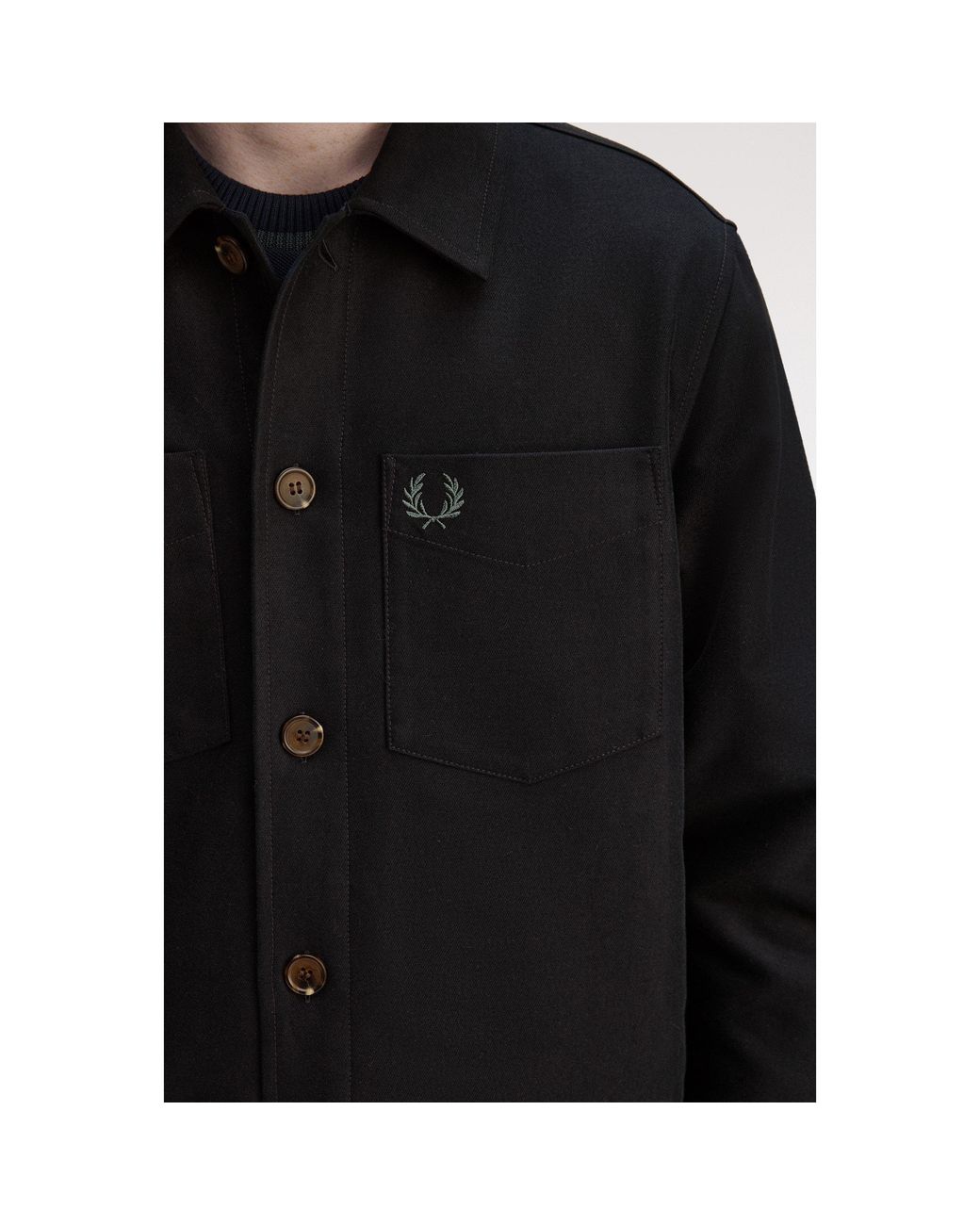 Fred Perry Black Brushed Twill Overshirt for men