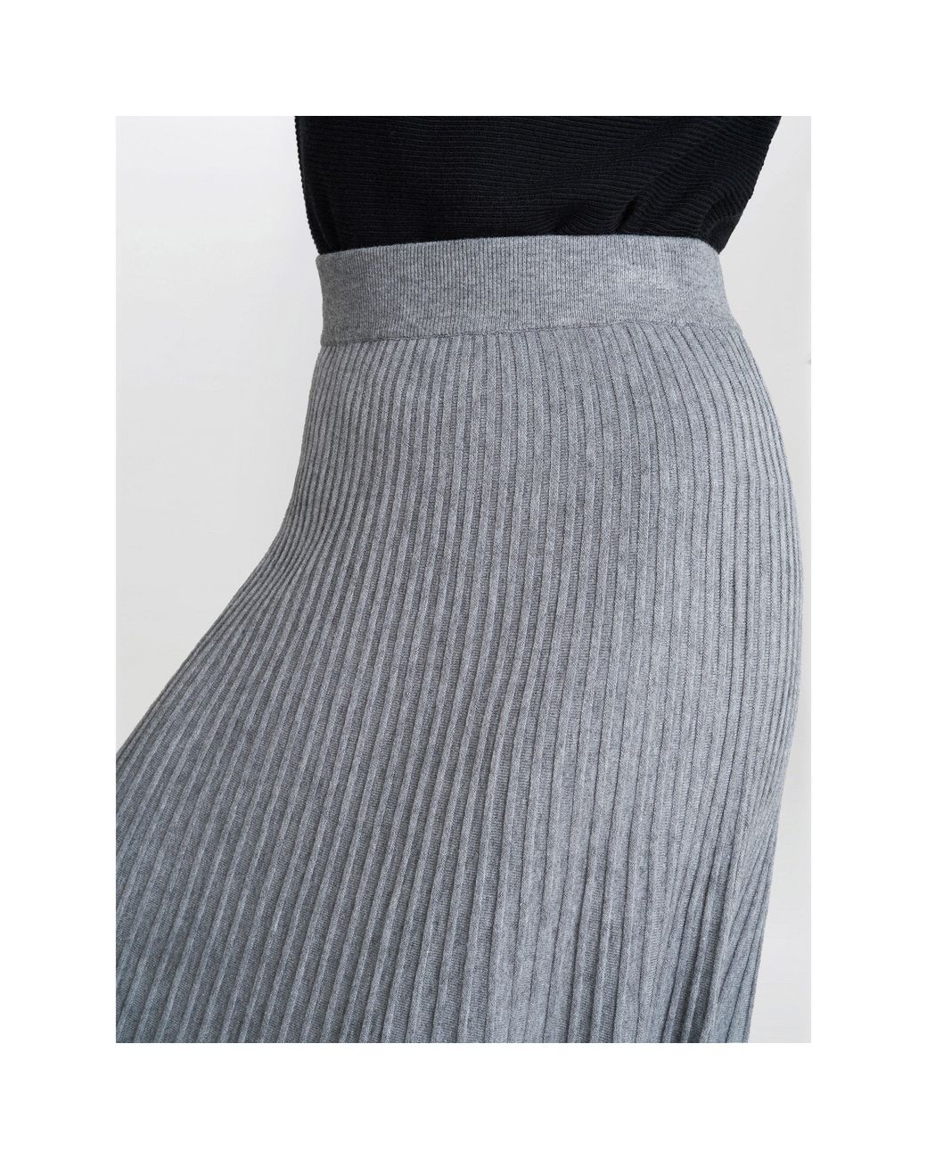 Gina Bacconi Gray Filomena Knitted A-Line Skirt