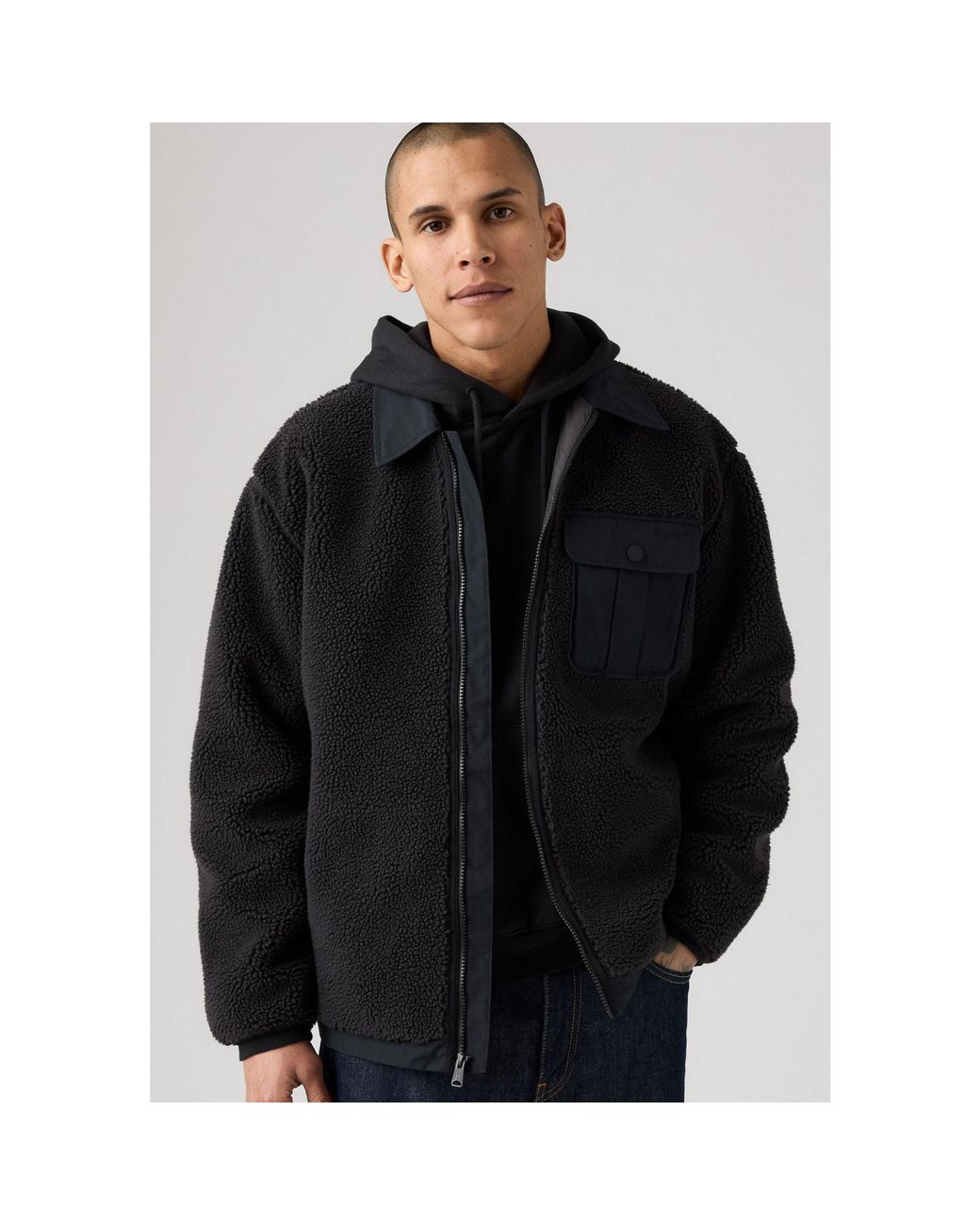 Levi's Black Full-Zip Insulated Sherpa Jacket for men
