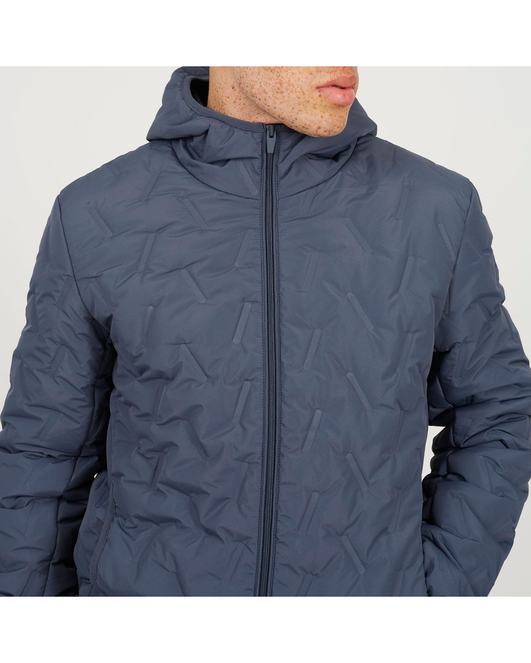 Brave Soul Blue Padded Heat Seal Jacket With Hood for men