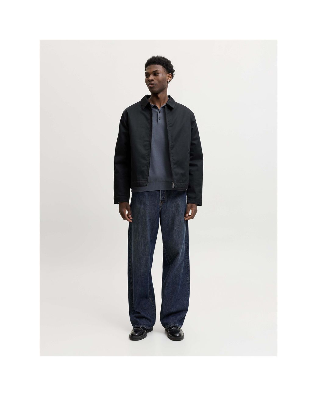 Jack & Jones Blue Basic Cotton Long-Sleeve Polo for men