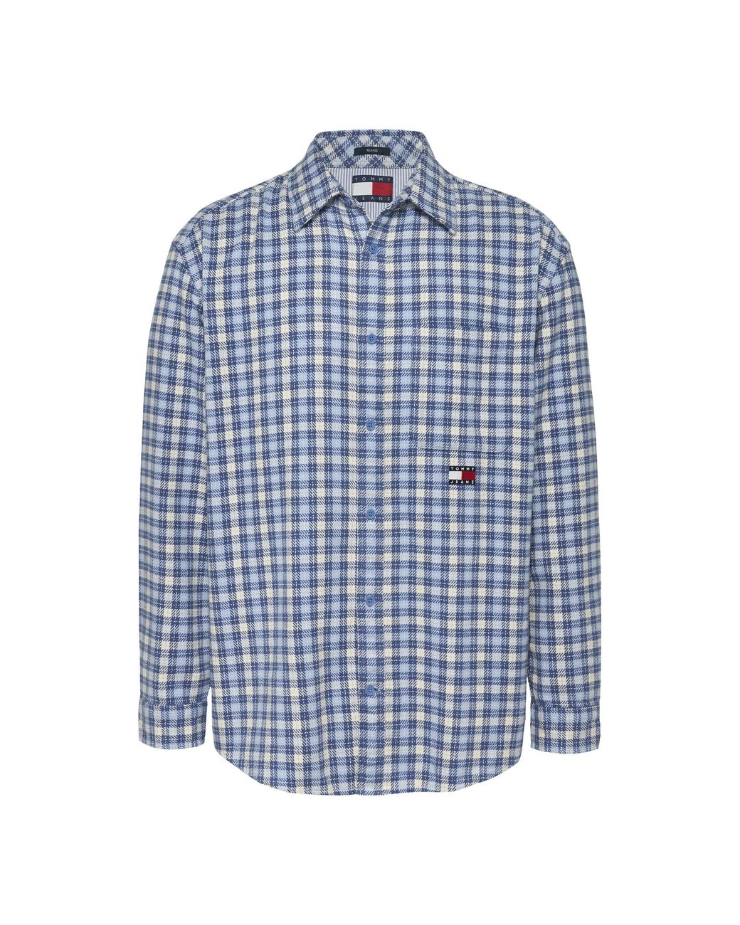 Tommy Hilfiger Blue Badge Long Sleeve Patterned Flannel Shirt for men