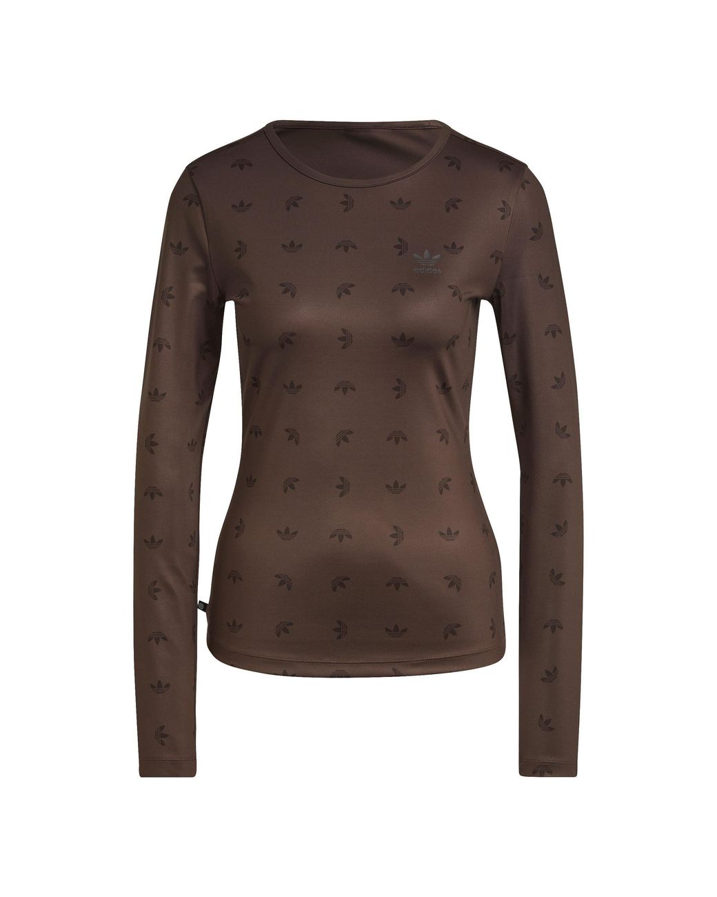Adidas Originals Brown All Over Print Long Sleeve Polo Shirt