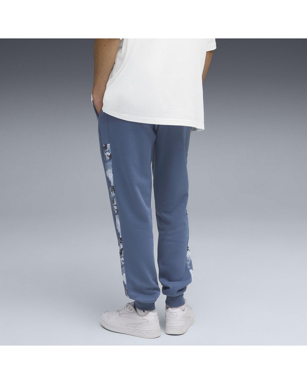 PUMA Blue Camo Fleece Closed Hem Jogging Bottoms for men