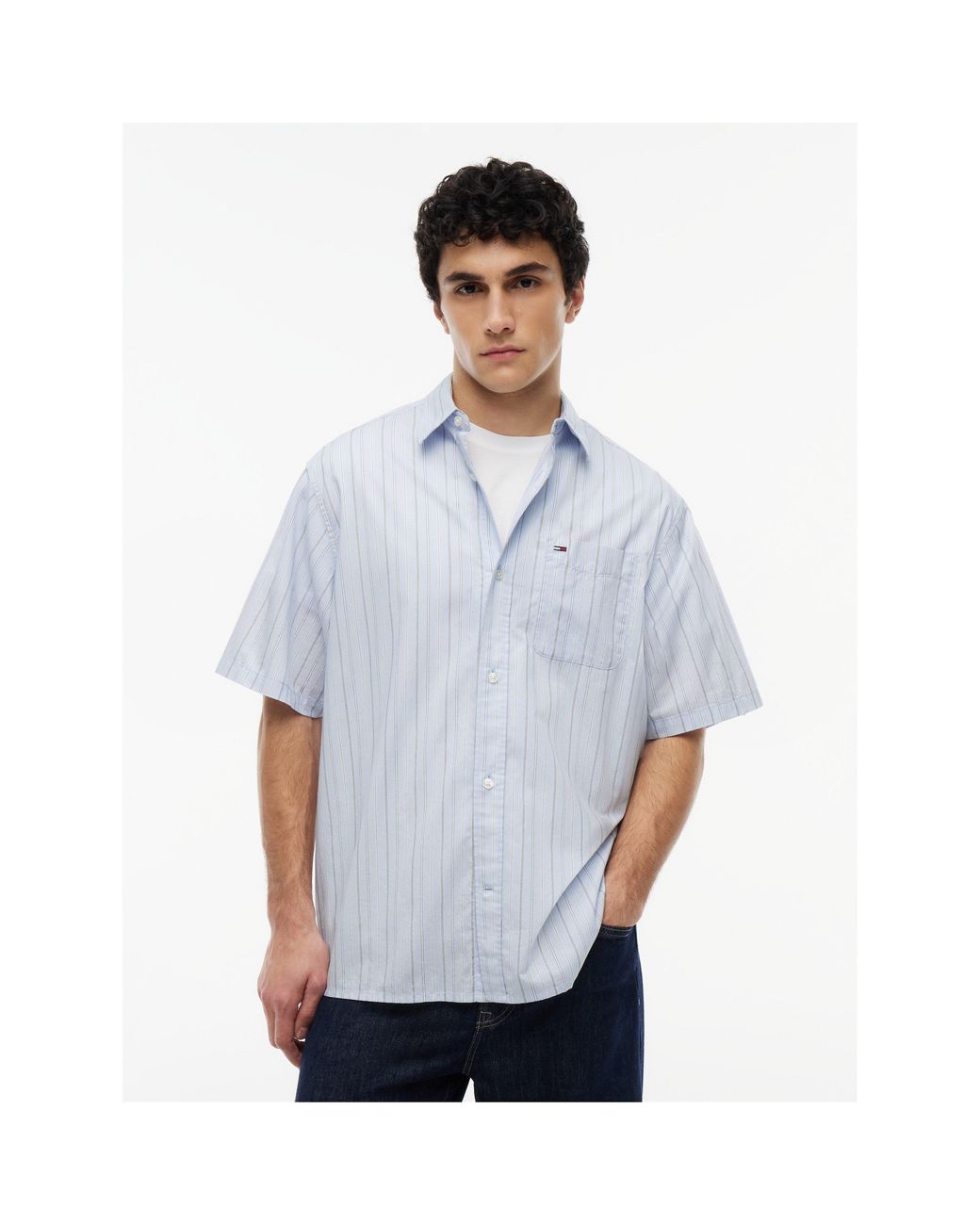 Tommy Hilfiger Blue Patterned Short Sleeve Shirt for men