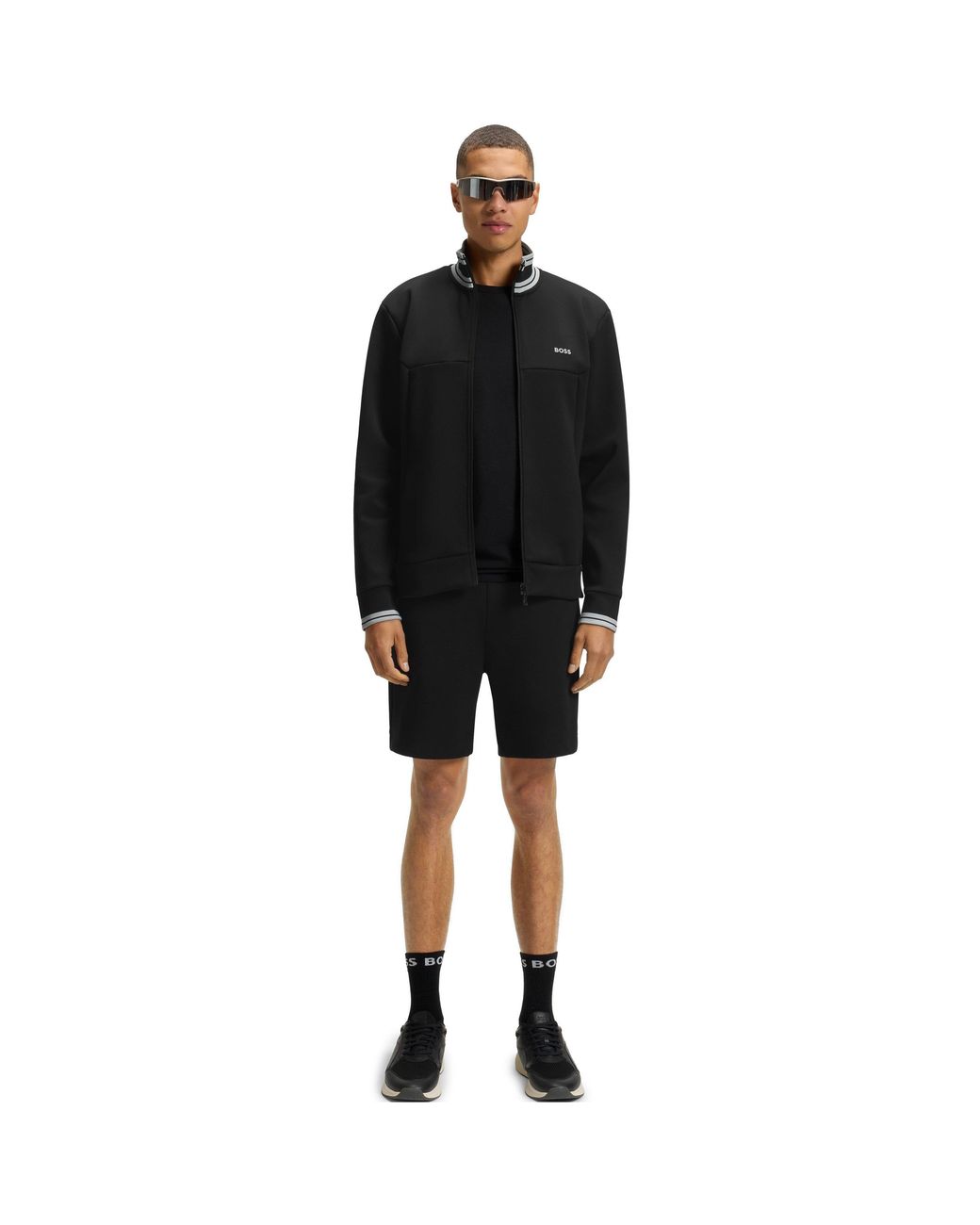 Boss Black Full Zipped Zone Short Sleeve Polo Shirt for men