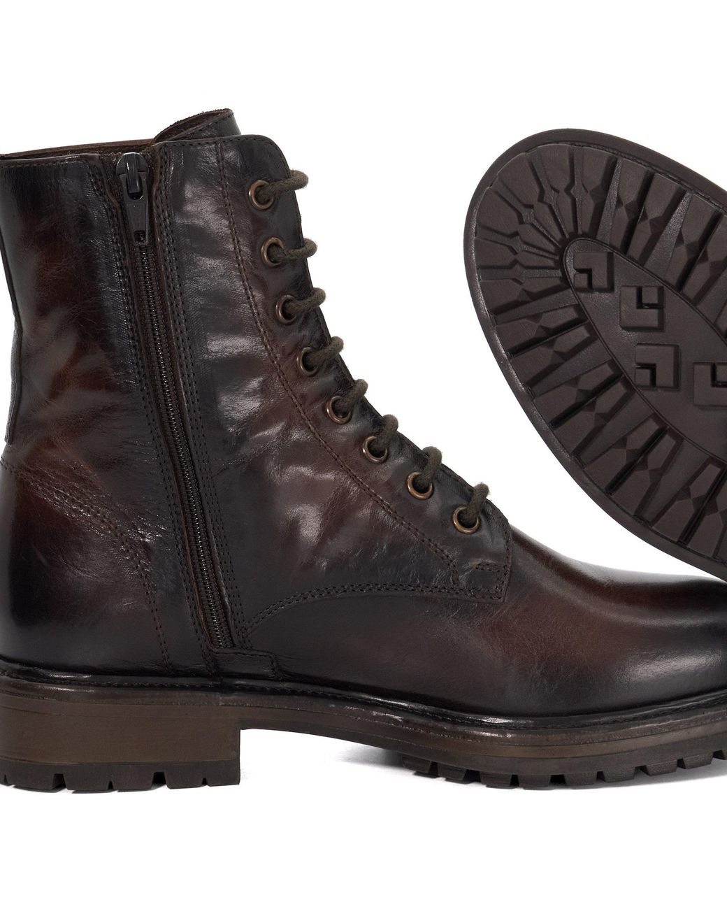 Dune Brown Patley Flat Ankle Boots