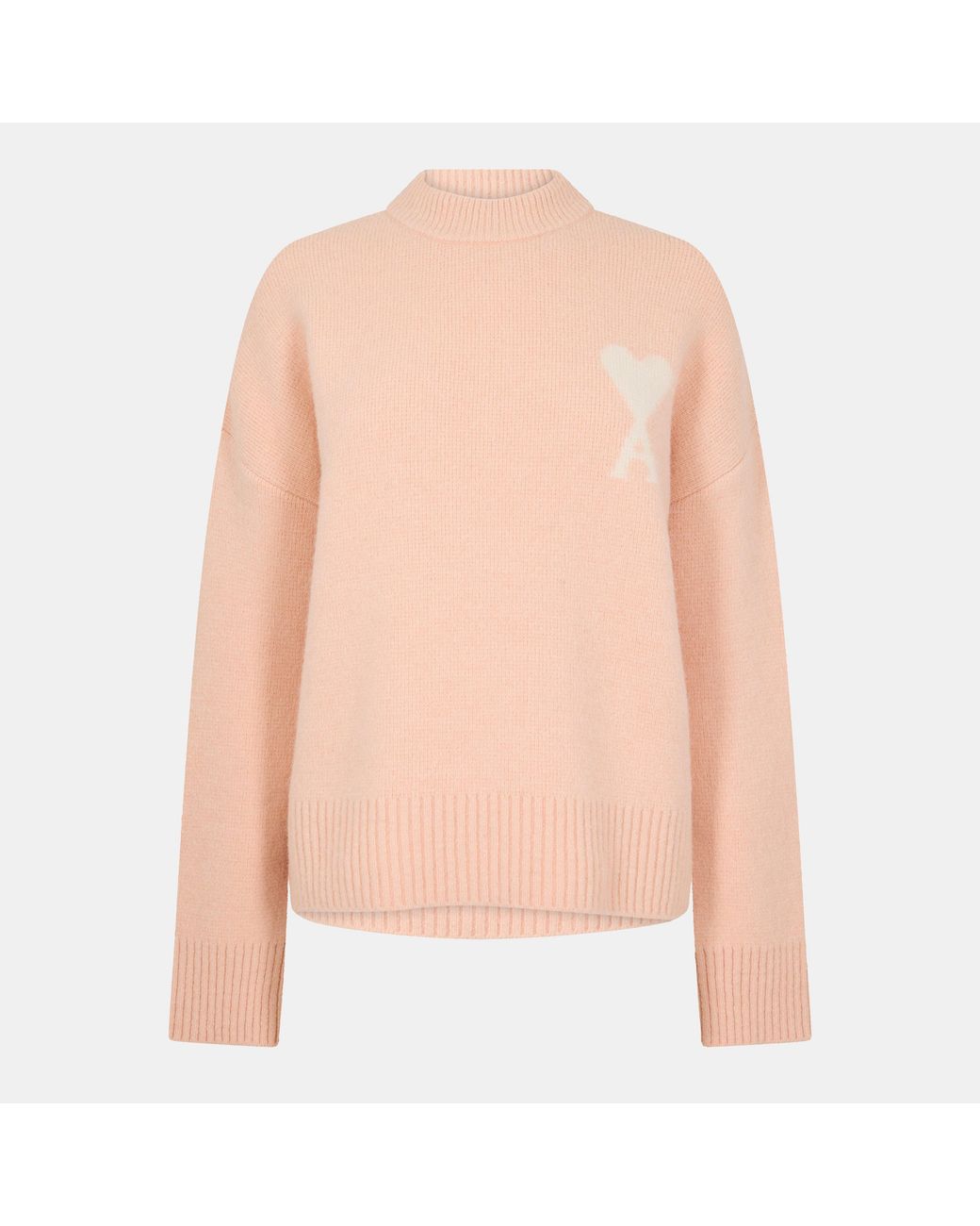 AMI Pink Nuage Soft Knit Relaxed Fit Crew Neck Jumper